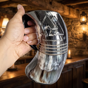 B.S INTERNATIONAL Lightweight Eco-Friendly Durable OX Horn Vintage American Style Beer <b>Mug</b> Bamboo Lid Dishwasher Safe Recyclable - Product Image 2