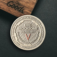 Moneda de medallón personalizada del fabricante, insignias de Metal de aleación de Zinc antiguas chapadas en plata de doble cara, moneda de desafío de recuerdo conmemorativa