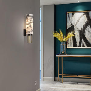 โคมไฟติดผนังหินอ่อนสไตล์จีนทำจากทองแดงทั้งหมดสำหรับห้องนั่งเล่นและห้องทำงาน; โคมไฟดีไซน์สร้างสรรค์สำหรับทางเดินข้างเตียงสไตล์ใหม่จากจีน - Product Image 1