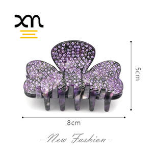 กิ๊บติดผมคริสตัลทรงดอกไม้แบบกำหนดเอง,อุปกรณ์เสริมสำหรับผมกรงเล็บอะคริลิคเรซินสำหรับผู้หญิงที่หนีบผมประดับโบว์พลอยเทียมผีเสื้อ - Product Image 3