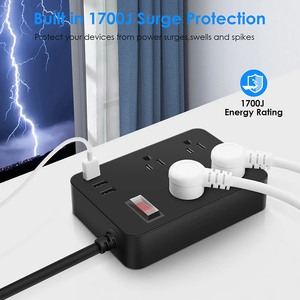 Regleta de Enchufes de Escritorio Impermeable <span class=keywords><strong>con</strong></span> 4 Tomas AC, Puertos <span class=keywords><strong>USB</strong></span>, Interruptor de Luz, <span class=keywords><strong>Enchufe</strong></span> de Cobre 125V, Cubo de Alimentación Inteligente para Hogar y Oficina - Product Image 3