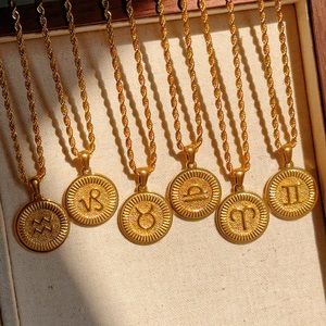 Non ternir astrologie collier signe <span class=keywords><strong>du</strong></span> zodiaque bijoux femmes 18k or personnalisé Constellations pendentif cadeau céleste - Product Image 6