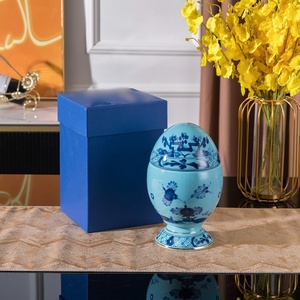 Taza para Huevos de Porcelana Oriental 1735 con Tapa, Taza para Huevos de Lujo Ligero con Bandeja Dorada, Caja de Regalo Exquisita para Comedor - Product Image 1