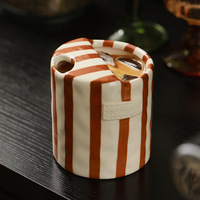 Mug de voyage en céramique rayé style américain, souvenir d'aromathérapie, ornement vert, haute valeur esthétique, créatif pour la maison, transfrontalier