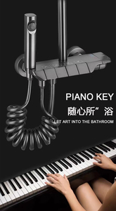 Juego de ducha de lluvia contemporáneo, llave de Piano, grifo de baño, grifo mezclador de lluvia fría y caliente suave, grifos de ducha Jet Pause - Product Image 3