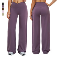 Pantalon de yoga taille haute pour femme, coupe large, élastique, effet push-up, doux, respirant, séchage rapide, en Spandex/Nylon, idéal pour la gym et la danse