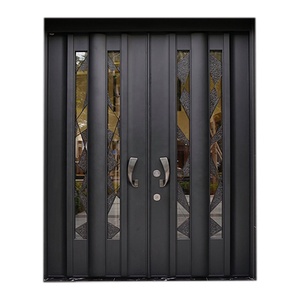 <b>Best</b> Sale Titanium Exterior <b>Doors</b> Front Entry <b>Doors</b> H3 Royal Seal Fired Glass Black Metal-A Jade-Like Elegance - Product Image 1