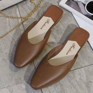Sivri Burunlu Yarım Terlik Yeni Çok Satan Düz Tabanlı Kadın Ayakkabıları, Tek Ayaklı Tembel Sandaletler - Product Image 6