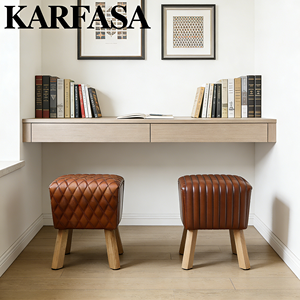 Reposapiés Otomano de Cuero Moderno Hecho a Mano al por Mayor, Taburetes Pequeños para Sala de Estar, Dormitorio, Cuarto de Estudio para <span class=keywords><strong>Niños</strong></span>, Escuela, Almacén - Product Image 2