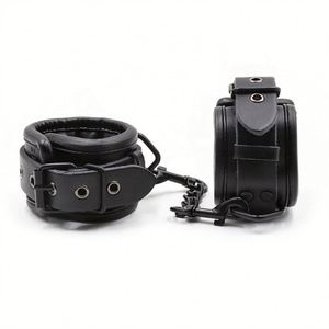 Muñeca BDSM Restricciones de cuero negro Puños, fetiche Adulto Sumiso Mano y pies Restricciones corporales - Product Image 6