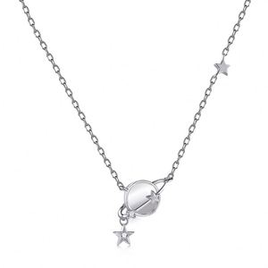 Collares con Colgante de Estrella y Planeta de Plata de Ley 925 con Circonita 5A de Dylam para Adolescentes, Joyería Fina de Moda con Temática del Universo, Regalos - Product Image 1