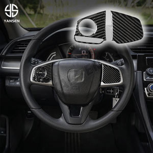 Adesivo Decorativo in Vera Fibra di Carbonio per Pannello Pulsanti del Volante per <span class=keywords><strong>Honda</strong></span> <span class=keywords><strong>Civic</strong></span> 10a Generazione 2016-2019 - Product Image 3
