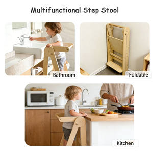 Torre de Aprendizaje Moderna Plegable con Altura Ajustable, Taburete de Madera de Alta Calidad para Niños Pequeños, Base Antideslizante, para Escuela y Apartamento - Product Image 4