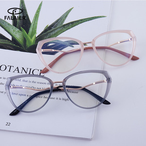 Monturas de Gafas Geométricas FalaiEr 87072 con Protección Anti Luz Azul, Montura Completa Unisex, Lentes de Acetato, Estilo Ojo de Gato - Product Image 5