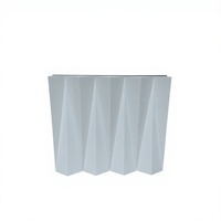 Comptoir de bar géométrique plissé 3D blanc avec plateau en verre trempé pour réception de mariage, banquet, événement, fête, hôtel