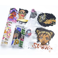 Vinyle thermocollant PVC personnalisé motif Afro Girl pour T-shirts, impression sérigraphique, transferts DTF, autocollants imprimés pour anime