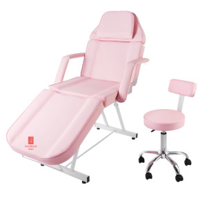 Rosa <span class=keywords><strong>Mesa</strong></span> De Masaje Con Banco Silla <span class=keywords><strong>Reclinable</strong></span> de Equipo De belleza Caliente - Product Image 2