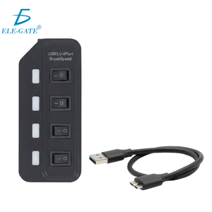 Hub USB 3.0 4 ports ELE-GATE SuperSpeed avec interrupteurs et lumière LED - Product Image 1