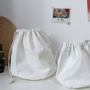 <b>Large</b> Capacity Fashionable Portable Dust <b>Drawstring</b> <b>Bag</b> Pure White Canvas DIY Simple Pocket for Storage Wholesale - Product Image 3