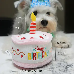 Commercio all'ingrosso decorazioni per la festa di compleanno del cane da compagnia giocattoli cigolanti divertenti peluche cane torta di compleanno giocattolo - Product Image 2