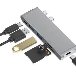 อุปกรณ์อ่านการ์ด6 In EN 1 PD 4K HD,อุปกรณ์เสริม USB Hub UsbC 3.0 Usb3.0 Type-C 6in1 Usb-C In1แล็ปท็อปประเภท C