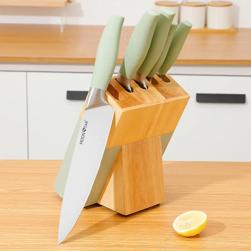 Facas Caso 6 Piece Kitchen Knife Set Walnut Wood Block com apontador