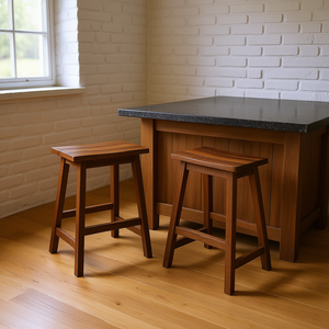 Sgabelli da pranzo in legno di noce, stile rustico, per cucina e bar, ideali per piccoli spazi - Product Image 2