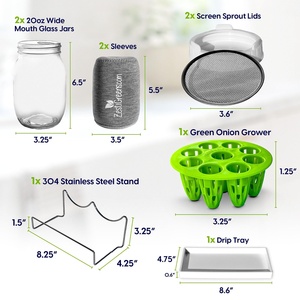 Kit di coltivazione Premium coperchi superiori 2 barattoli di vetro che coltivano cipolle verdi Broccoli fagioli di erba medica fioriere - Product Image 3