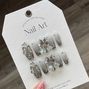 <span class=keywords><strong>Uñas</strong></span> Postizas Acrílicas Hechas a Mano al por Mayor, Diseño de Mariposa Oscura Resistente para <span class=keywords><strong>Uñas</strong></span> Artificiales - Product Image 5