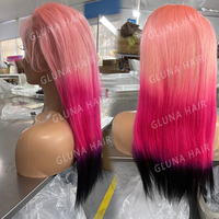 Perruque Lace Frontale 13x4 en dentelle transparente, densité 300, Ombre Rose clair et Rose vif, Ondulations souples, colorée, sans colle, pour revendeurs