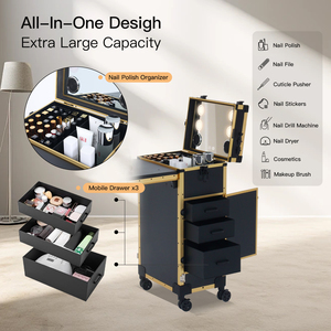 <span class=keywords><strong>Mesa</strong></span> <span class=keywords><strong>de</strong></span> Manicura OBOX con Estación <span class=keywords><strong>de</strong></span> Arte <span class=keywords><strong>de</strong></span> Uñas para Salones, Muebles Modernos <span class=keywords><strong>de</strong></span> Metal para Salón, Marco Dorado y Negro - Product Image 5
