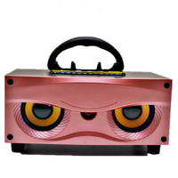 Double Corne Sans Fil Boombox Portable Hibou Haut-Parleur avec Microphone Woonder En Cuir Oiseaux de Bande Dessinée Haut-Parleur