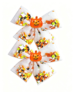 New Girls Halloween Deux Couches Chunky Glitter Hair Bow Clips avec Pumpkin Spider <span class=keywords><strong>Ghost</strong></span> - Product Image 6