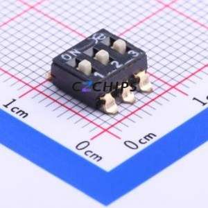 DSIC03LSGET DIP Switch SMD-6P,6x7.6mm Switch Flat Toggle, Raised Type Single Pole Single Throw 3 2.54mm - Product Image 1