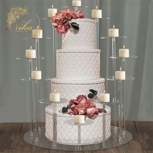 NIKA Présentoir à desserts en acrylique transparent à 12 bras de 29 pouces de haut Plateau <span class=keywords><strong>rond</strong></span> multicouche Support à gâteaux pour cupcakes - Product Image 1