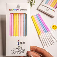 Bougies d'anniversaire en forme de crayon macaron arc-en-ciel haut de gamme en gros, accessoires de décoration de gâteaux pour enfants