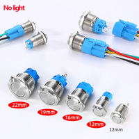 Mini interrupteur à bouton métallique à LED pour voiture, interrupteur à bouton de verrouillage instantané étanche et résistant au vandalisme, 12mm 16mm 19mm 22mm