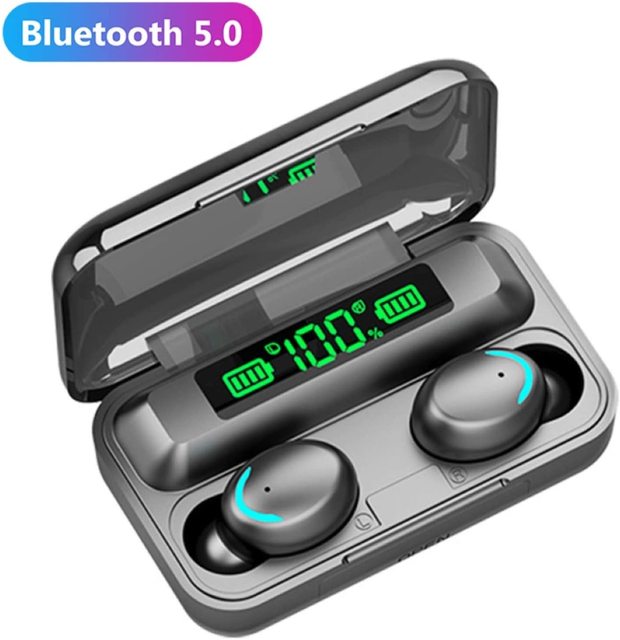 F9-5 True Wireless Earbuds Bluetooth Touch Control with Wireless Charging Digital Display Case - Waterproof Tws Stere