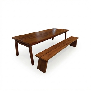 Ensemble de salle à manger en bois massif de style rustique, comprenant un banc en bois robuste, idéal pour des moments de convivialité confortables. - Product Image 1