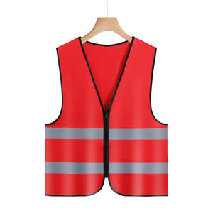 Chaleco de Seguridad Reflectante Rojo de Fibra de Poliéster con 2 Tiras Reflectantes para Trabajo en Exteriores y Construcción - Product Image 1