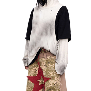 Streetwear Double Layer 100% Cotton Long Sleeve Hooded <b>Tshirts</b> High Quality Custom Acid Wash <b>Tie</b>-<b>dye</b> Hoodie - Product Image 6
