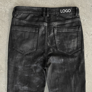 Pantalones Vaqueros Retro Personalizados para Hombre, Negros, Desgastados con Ácido, Ajustados y Delgados, Pantalones de Mezclilla, Jeans de Diseñador para Hombre - Product Image 4