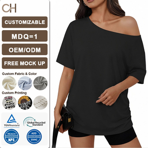 Nueva Camiseta Y2K 2026 para Mujer, con Hombros Descubiertos, Estilo Casual, Cuello Diagonal, Sexy, a la Moda - Product Image 1