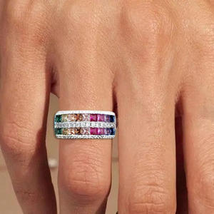 Ciondolo Geometrico A151 in Lega di Zinco con Zirconi Taglio Princess, Gioiello Unisex alla Moda - Product Image 3