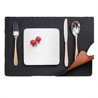 Ensemble de dessous-de-plat en cuir Myir JUN, antidérapant, double face, motif uni, rectangulaire, lavable, imperméable (noir/marron)