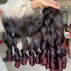 Extensiones de Cabello Natural de Alta Calidad, Color Ombre, con Frontal y Mechones para Hacer Pelucas - Product Image 3