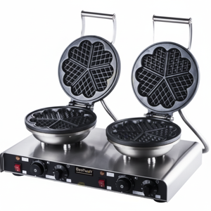 Kitchbox Gaufrier industriel commercial à fleurs (lot de 2)-Revêtement antiadhésif Plaques amovibles et lavables Mode économie d'énergie - Product Image 1