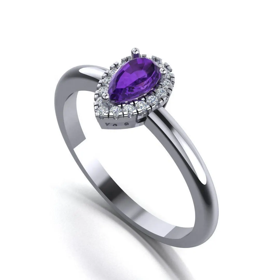 DiamondX Custom Fashion Schmuck Birne Amethyst und Lab Diamond Ring für Frauen
