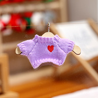 Décoration artisanale textile, pull à motif cœur pour poupée de 17 cm, vêtements pour poupée en peluche, tenue de poupée, accessoire de jouet, artisanat textile