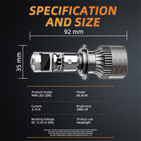 Projecteur LED JIACHI à faisceau simple/double H4 étanche A80 Pro H7 H11 HB3 HB4 6000K, mini phare LED en aluminium avec lentille, ampoule LED